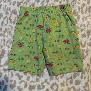 Floral Green Kids Shorts Size 8
